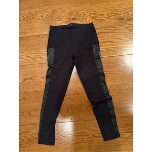 Theory Black Leggings with Faux Leather Side Panels – Size S